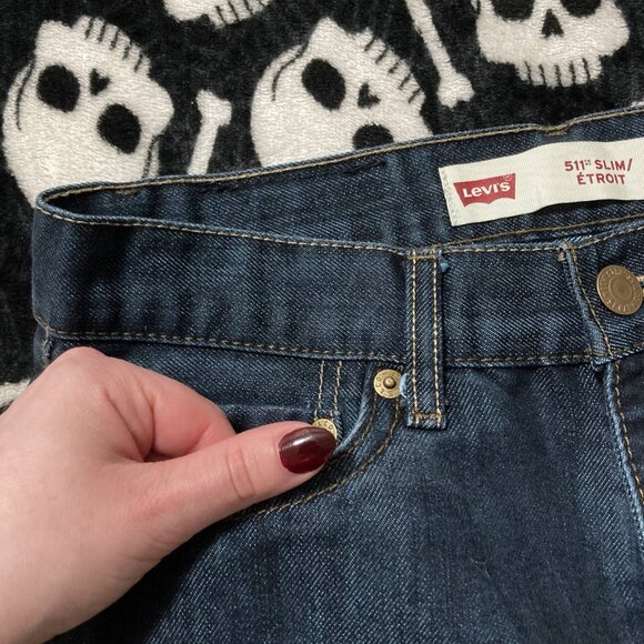 Levi's 511 Slim fit dark wash women's jeans ~ 27W 27L XS SMALL blue denim pants - Picture 5 of 14